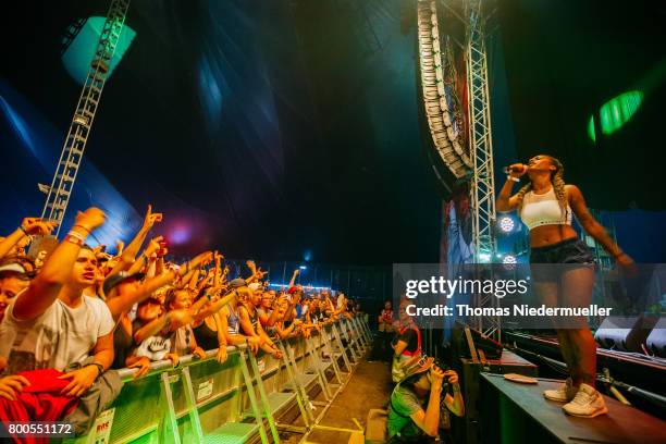 Nura of SXTN performs during the second day of the Southside festival on June 24, 2017 in Neuhausen, Germany.