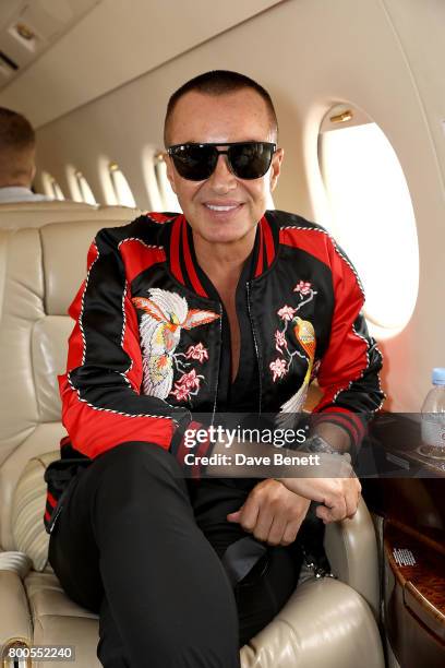 Julien Macdonald OBE arrives at Gama Aviation ahead of the Jersey Style Awards 2017 on June 24, 2017 in Jersey.