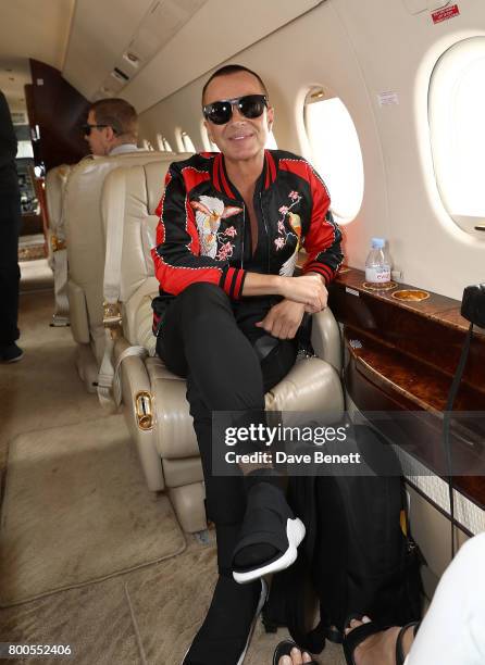 Julien Macdonald OBE arrives at Gama Aviation ahead of the Jersey Style Awards 2017 on June 24, 2017 in Jersey.