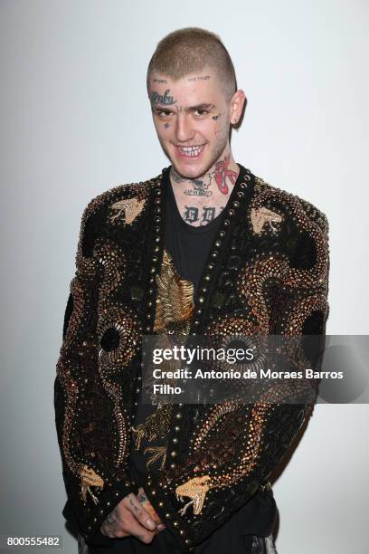 Lil Peep attends the Balmain Menswear Spring/Summer 2018 show as part of Paris Fashion Week on June 24, 2017 in Paris, France.