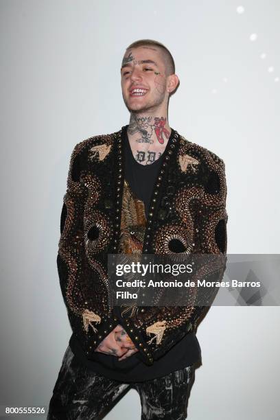 Lil Peep attends the Balmain Menswear Spring/Summer 2018 show as part of Paris Fashion Week on June 24, 2017 in Paris, France.