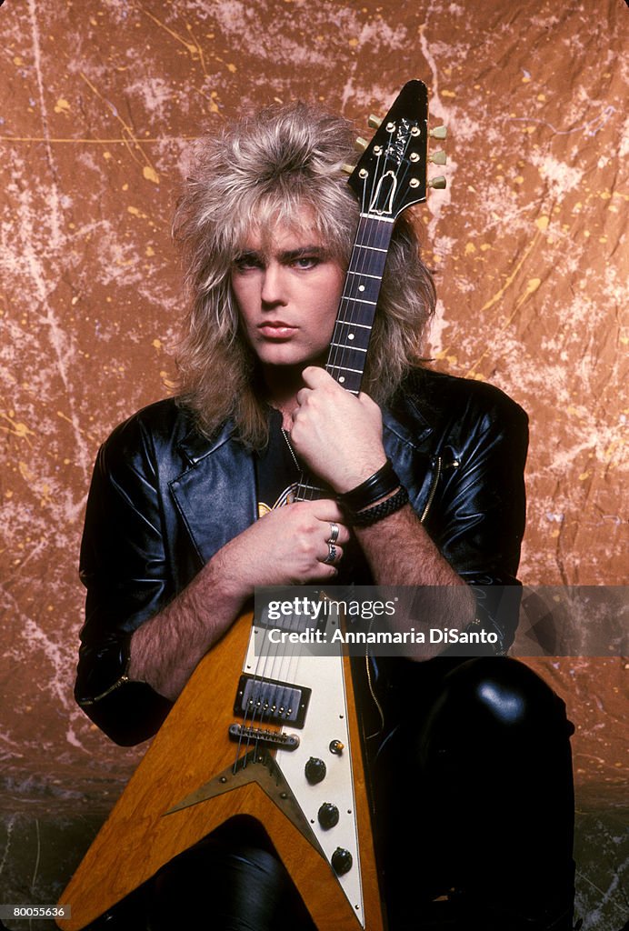 Robbin Crosby, guitarist from the band Ratt in a 1989 studio session