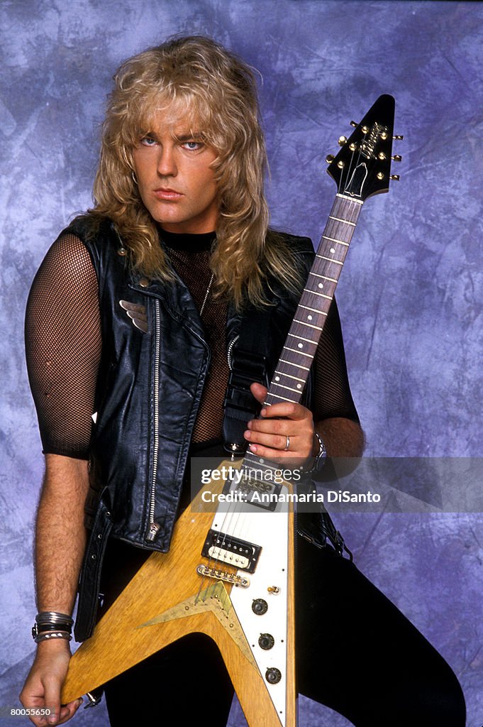 Robbin Crosby, guitarist from the band Ratt in a 1989 studio session ...