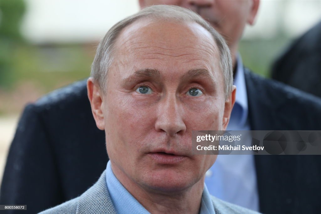 Russian President Vladimir Putin Visits Children Center in Crimea