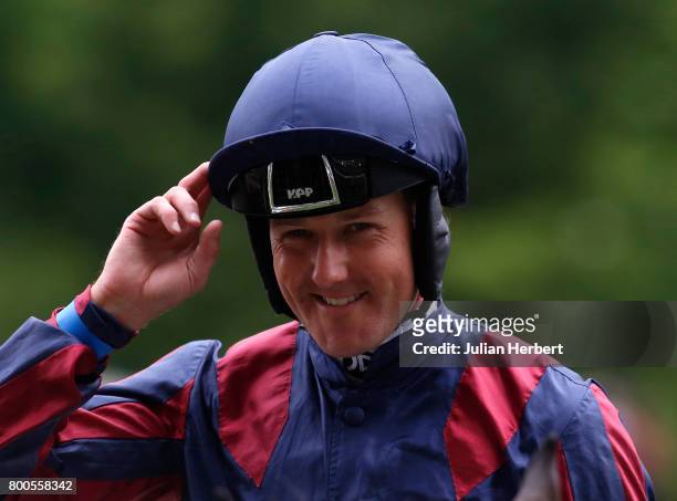 Tom Queally returns after ridding The Tin Man to victory in The Diamond Jubilee Stakes Race run on the Fifth Day of Royal Ascot at Ascot Racecourse...