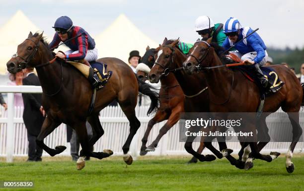 Tom Queally ridding The Tin Man wins The Diamond Jubilee Stakes Race run on the Fifth Day of Royal Ascot at Ascot Racecourse on June 24, 2017 in...