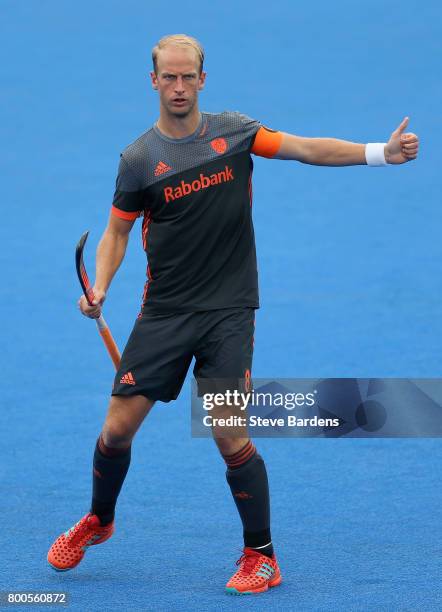 Billy Bakker of the Netherlands in action during the semi-final match between England and the Netherlands on day eight of the Hero Hockey World...