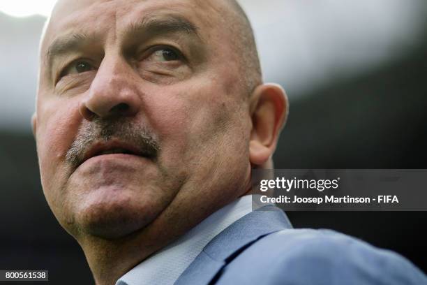 Head coach Stanislav Cherchesov of Russia looks on during the FIFA Confederations Cup Russia 2017 group A football match between Mexico and Russia at...