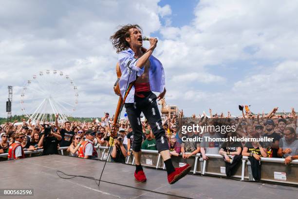 Eugene Huetz of Gogol Bordello performs during the second day of the Southside festival on June 24, 2017 in Neuhausen, Germany.
