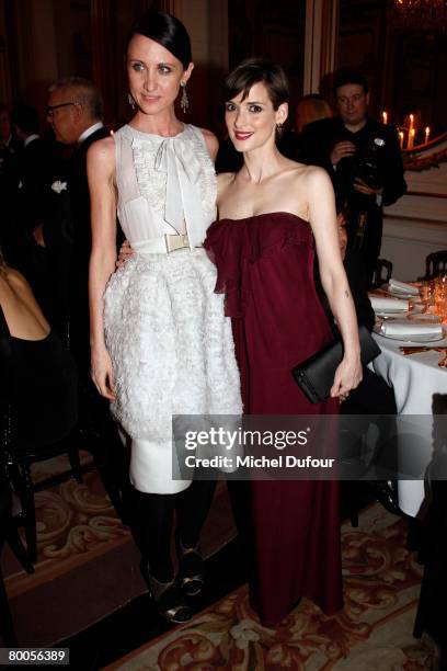 Allessandra Facchinetti and Winona Ryder attends the Valentino Dinner during the Fall/Winter 2008-2009 ready-to-wear collection show in the Valentino...