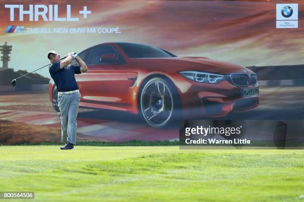 Hennie Otto of South Africa tees off on the 18th hole during day three of the BMW International Open at Golfclub Munchen Eichenried on June 24, 2017...