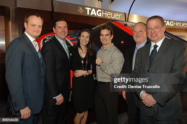 President/CEO of Tag Heuer Ulrich Wohm, Executive VP of Sales Ed Trask, Vice President of Marketing Tag Heuer Jenna Fagnan, NASCAR champion and TAG...