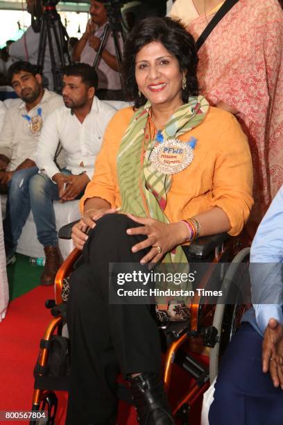 Paralympian Deepa Malik during the launch of Neele Pankh, an initiative by Police Families Welfare Society to make sports a reality for children of...