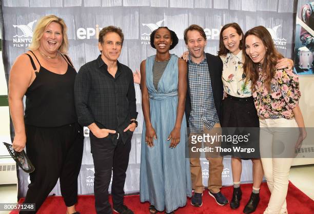 Bridget Everett, Ben Stiller, Sasheer Zamata, Mike Birbiglia, Kristen Schaal, and Whitney Cummings attend the All-Star Comedy Roundtable during the...