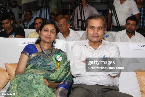 Amulya Patnaik , Delhi Police Commissioner with Suchana Patnaik, President, PFWS during the launch of Neele Pankh, an initiative by Police Families...