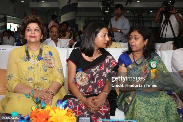 Indu Seth, Neelam Pratap Rudy and Suchana Patnaik, President, PFWS during the launch of Neele Pankh, an initiative by Police Families Welfare Society...