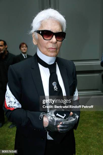 Stylist Karl Lagerfeld attends the Dior Homme Menswear Spring/Summer 2018 show as part of Paris Fashion Week on June 24, 2017 in Paris, France.