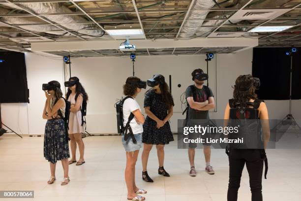 Israelis participant in "The Enemy", Virtual Reality experience on June 24, 2017 in Tel Aviv, Israel. The Enemy , created by Karim Ben Khelifa,...