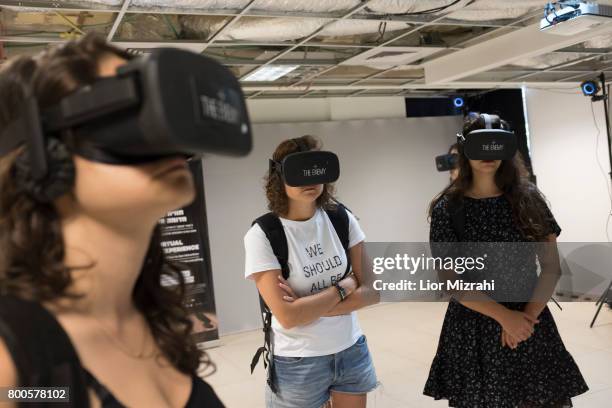 Israelis participant in "The Enemy", Virtual Reality experience on June 24, 2017 in Tel Aviv, Israel. The Enemy , created by Karim Ben Khelifa,...