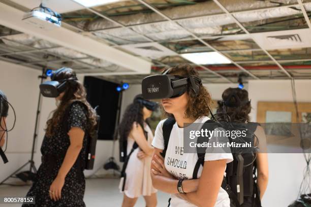 Israelis participant in "The Enemy", Virtual Reality experience on June 24, 2017 in Tel Aviv, Israel. The Enemy , created by Karim Ben Khelifa,...