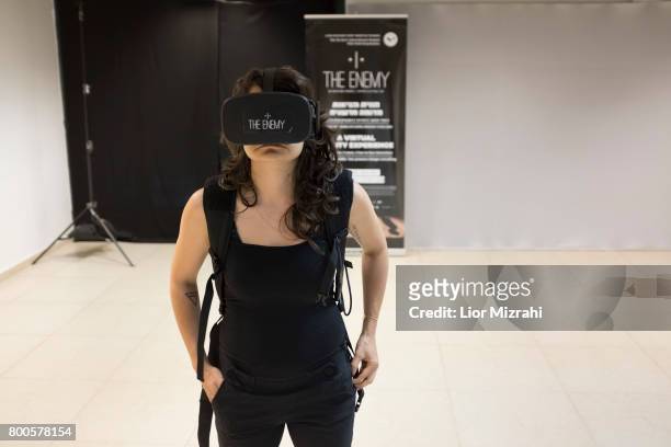Israelis participant in "The Enemy", Virtual Reality experience on June 24, 2017 in Tel Aviv, Israel. The Enemy , created by Karim Ben Khelifa,...