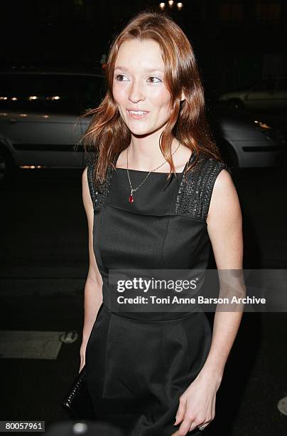 Audrey Marney attends the Yves Saint Laurent Fashion show, during Paris Fashion Week Fall-Winter 2008-2009 at the Grand Palais on February 28, 2008...