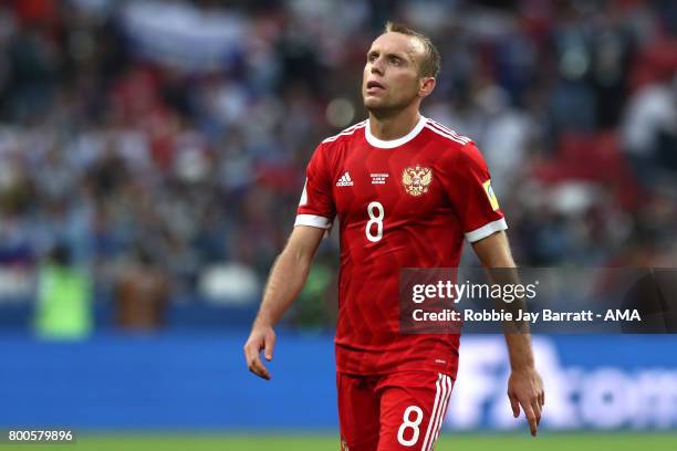 Denis Glushakov of Russia looks dejected during the FIFA Confederations Cup Russia 2017 Group A match between Mexico and Russia at Kazan Arena on...