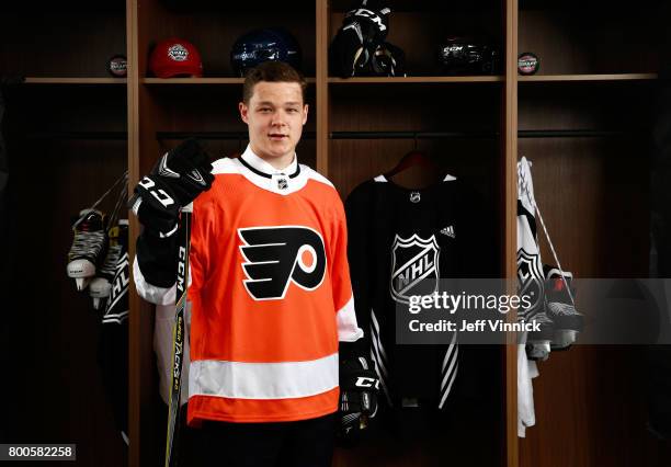 Matthew Strome, 106th overall pick of the Philadelphia Flyers, poses for a portrait during the 2017 NHL Draft at United Center on June 24, 2017 in...