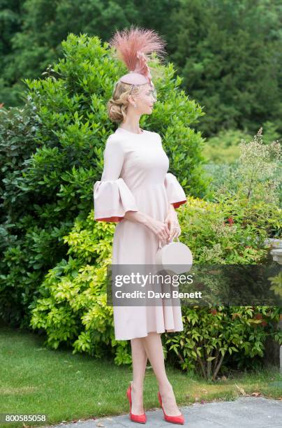 Tatiana Korsakova Wearing a Roksanda dress ,Arturo Rios Hat, BUwood bag and Kurt Geiger shoes for Lady's day at Royal Ascot on June 22, 2017 in...