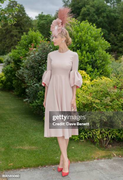 Tatiana Korsakova Wearing a Roksanda dress ,Arturo Rios Hat, BUwood bag and Kurt Geiger shoes for Lady's day at Royal Ascot on June 22, 2017 in...