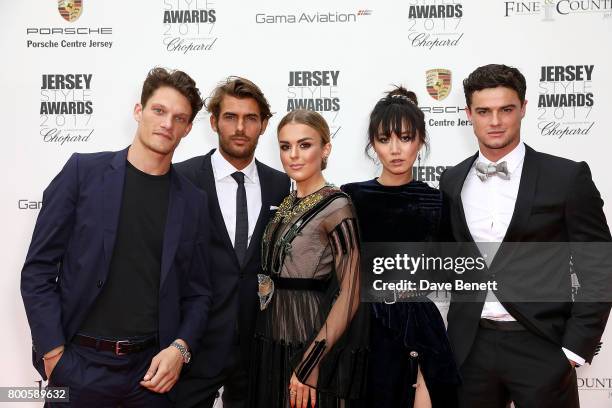 Danny Beauchamp, Jacey Elthalion, Tallia Storm, Betty Bachz and Christian Arno attend the Jersey Style Awards 2017 in association with Chopard at The...