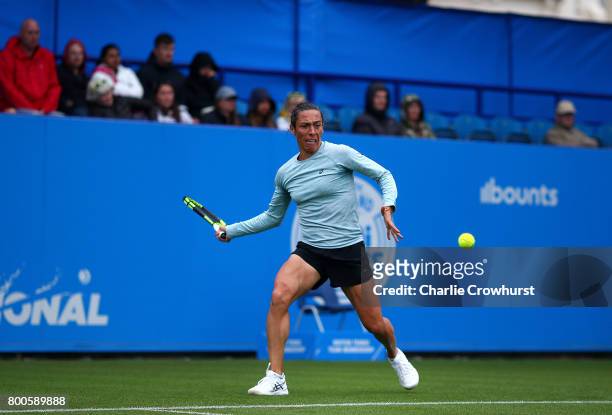 Francesca Schiavone of Italy in action during her qualifying match against Lauren Davis of USA during Qualifying on Day 2 of The Aegon International...