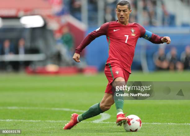 Cristiano Ronaldo of the Portugal national football team vie for the ball during the 2017 FIFA Confederations Cup match, first stage - Group A...