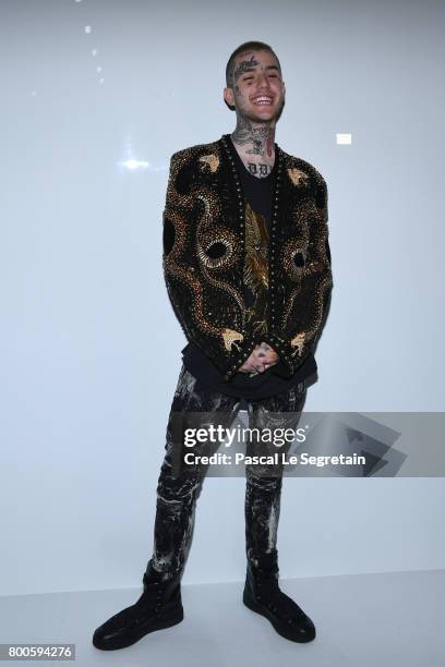 Lil Peep attends the Balmain Menswear Spring/Summer 2018 show as part of Paris Fashion Week on June 24, 2017 in Paris, France.