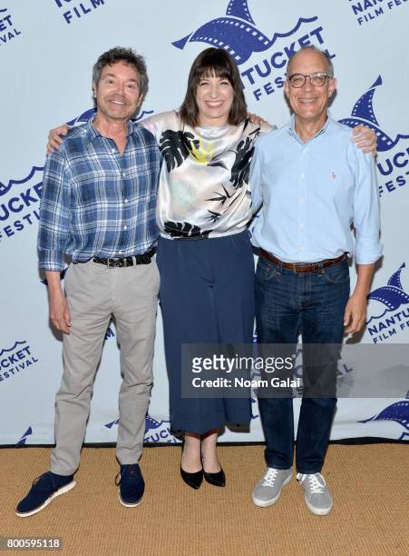 Jeffrey Klarik, Ophira Eisenberg, and David Crane attend "In Their Shoes: David Crane and Jeffrey Klarik" during the 2017 Nantucket Film Festival -...