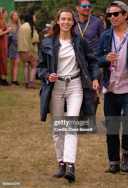 Alexa Chung attends day two of Glastonbury on June 24, 2017 in Glastonbury, England.