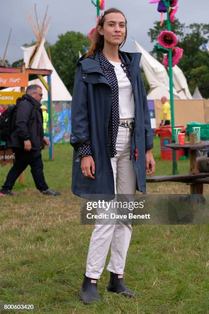 Alexa Chung attends day two of Glastonbury on June 24, 2017 in Glastonbury, England.