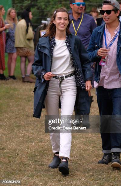 Alexa Chung attends day two of Glastonbury on June 24, 2017 in Glastonbury, England.