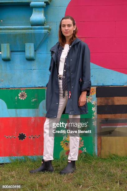 Alexa Chung attends day two of Glastonbury on June 24, 2017 in Glastonbury, England.