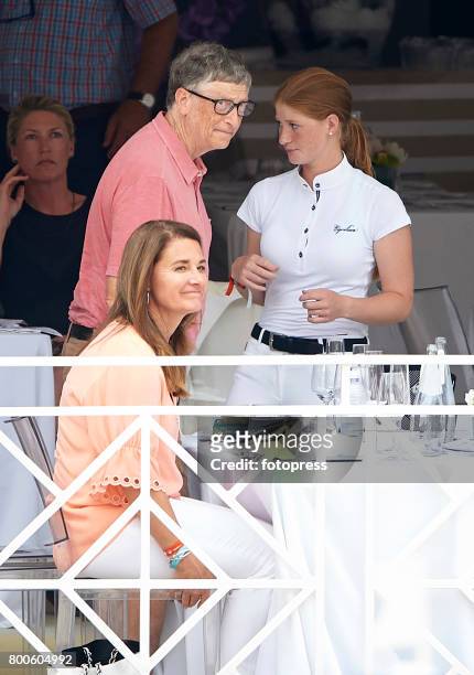 Bill Gates, Melinda Gates and Jennifer Gates attend Global Champions Tour of Monaco 2017 on June 23, 2017 in Monte-Carlo, Monaco.