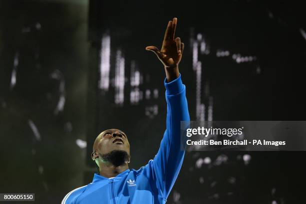 Stormzy performing on The Other Stage at the Glastonbury Festival, at Worthy Farm in Somerset. PRESS ASSOCIATION Photo. Picture date: Saturday June...