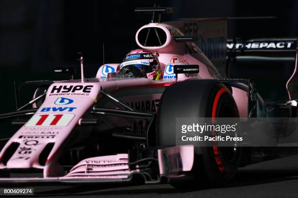 Sergio Perez of Mexico driving the Sahara Force India F1 Team on track during final practice for the Azerbaijan Formula One Grand Prix at Baku City...