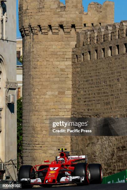 Kimi Raikonen of Filand driving the Scuderia Ferrai F1 Team on track during final practice for the Azerbaijan Formula One Grand Prix at Baku City...