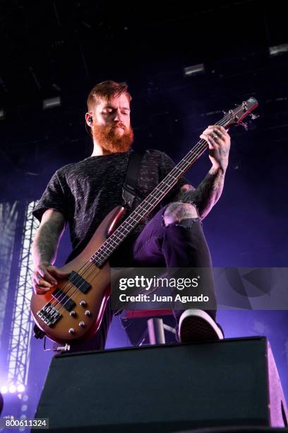 Bryce Paul of In Flames performs on stage at the Download Festival on June 24, 2017 in Madrid, Spain.