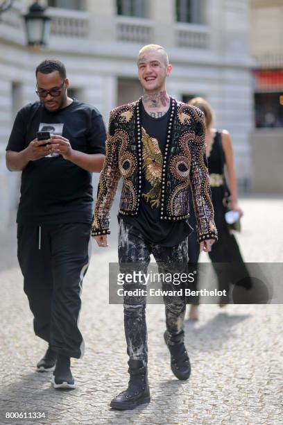 Lil Peep attends the Balmain Menswear Spring/Summer 2018 show as part of Paris Fashion Week on June 24, 2017 in Paris, France.