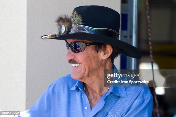 Richard Petty greets a fan at the Toyota/Save Mart 350 practice on June 23, 2017 at Sonoma Raceway in Sonoma, CA.