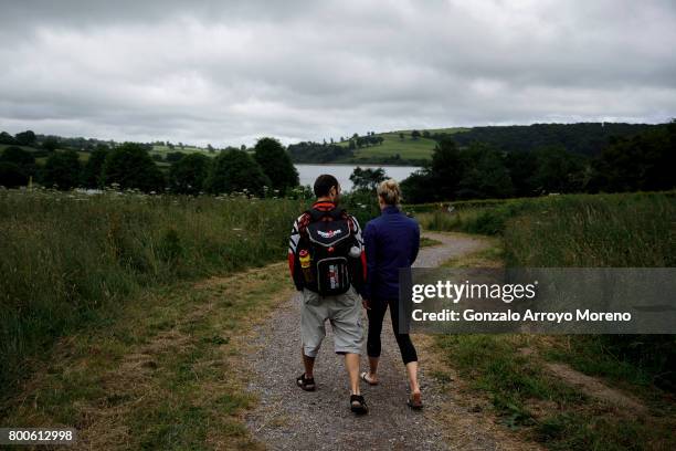 Athletes arrive at Wimbleball Lake the day before of Ironman 70.3 UK Exmoor on June 24, 2017 in Somerset, United Kingdom.