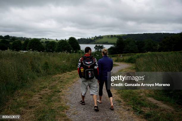 Athletes arrive at Wimbleball Lake the day before of Ironman 70.3 UK Exmoor on June 24, 2017 in Somerset, United Kingdom.