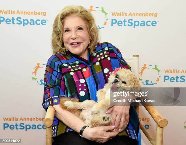 President and CEO of The Annenberg Foundation, Wallis Annenberg with Marnie the dog at the grand opening of The Wallis Annenberg PetSpace on June 24,...