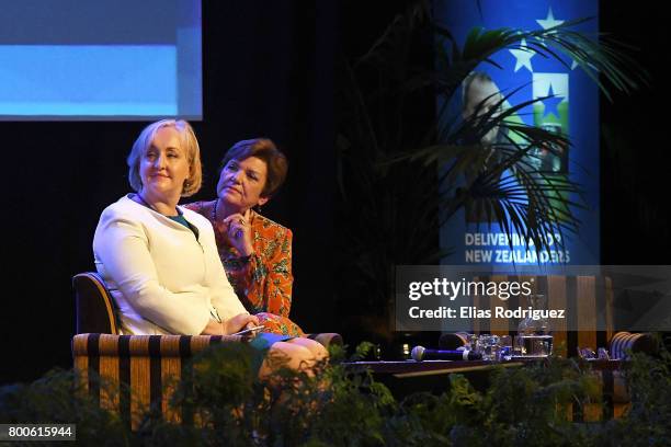 Minister of Justice, Hon Amy Adams, Minister of Social Development, Hon Anne Tolley listening to Minister for Pacific Peoples, Hon Alfred Ngaro...